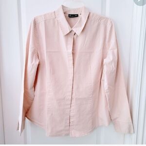 New York Co Vertical Stripe Blouse Pink White Size Extra Large